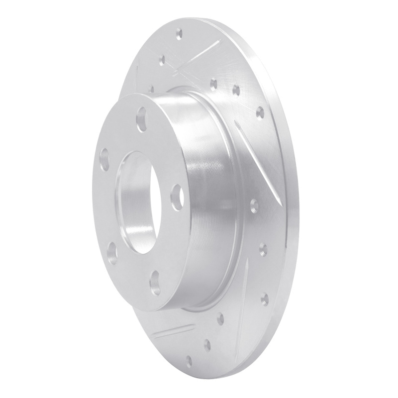 Audi 5000S Quattro Brake Rotor (1) - Rear Left - R1 Concepts - Drilled & Slotted - Silver - `85-`00